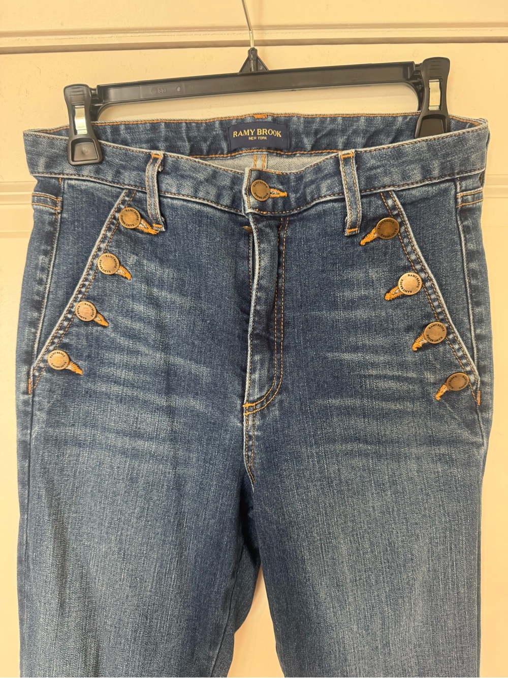 Ramy Brook High-Rise Flared Jeans in Dark Blue - Picture 4 of 9